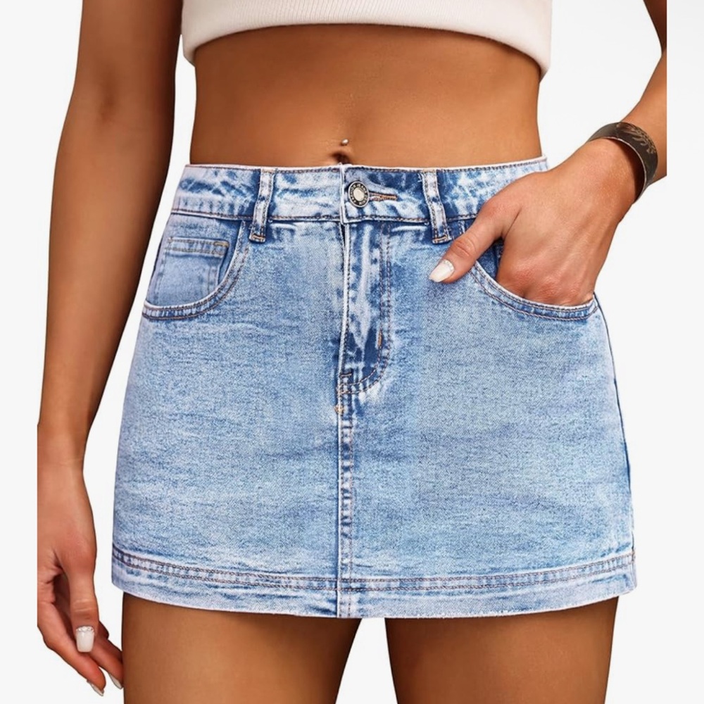 Light Blue Denim Mini Skirt
